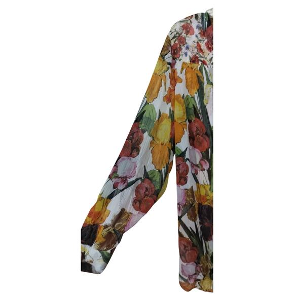 4069) Figueroa & Flower Semi Sheer Colorful Button Down 3/4 Sleeve blouse Sz 2X - Picture 2 of 10